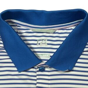 Cutter & Buck CB DryTec 50+ UPF Striped Golf Polo Shirt Men's XL Blue White Pink
